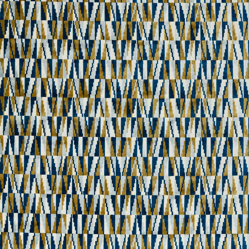133495 Acute Momentum 13 Cobalt / Ochre Fabric by Harlequin