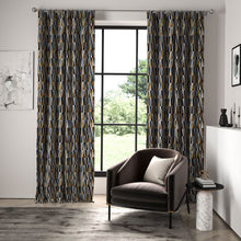 133495 Acute Momentum 13 Cobalt / Ochre Fabric by Harlequin