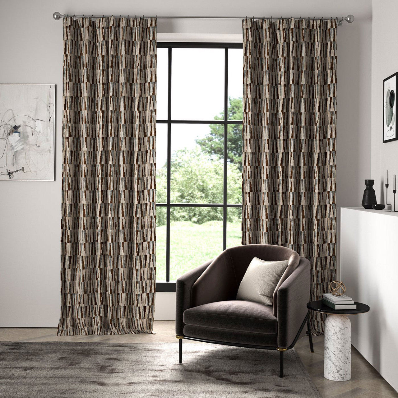 133496 Acute Momentum 13 Tobacco / Slate Fabric by Harlequin