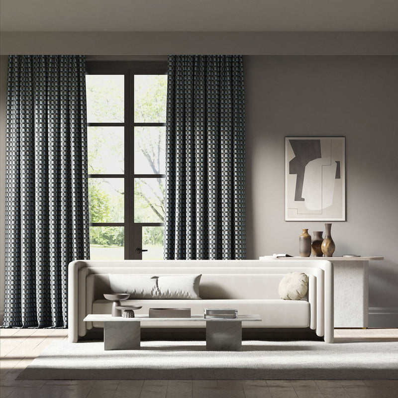 133898 Blocks Colour 3 Cornflower Black Earth Sketched Harlequin Fabric