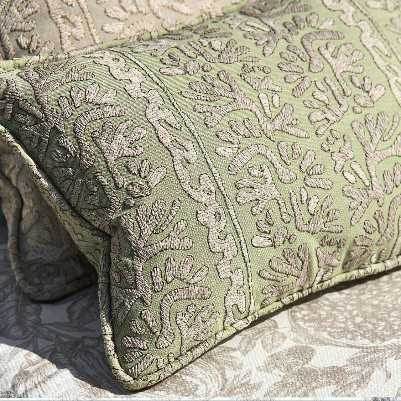 133905 Khorol Colour 3 Sage and Shiitake Fabric by Harlequin