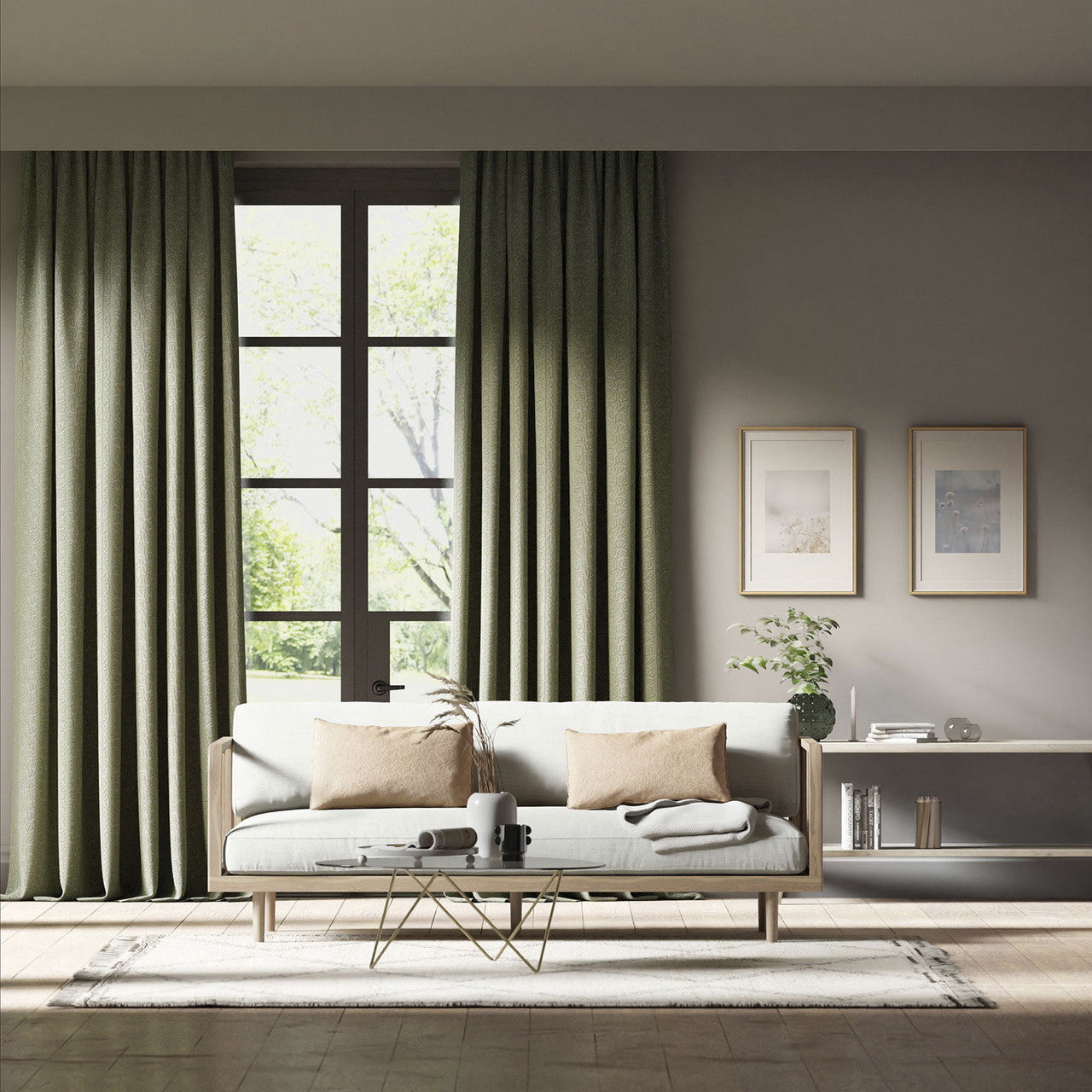 133905 Khorol Colour 3 Sage and Shiitake Fabric by Harlequin