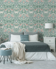 13390 Vintage Floral Soft Teal Wallpaper by Holden Decor