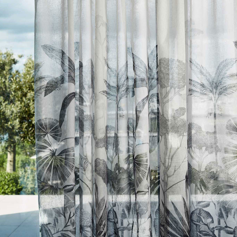 133959 Floreana Sheers 1 Black Earth/Tranquility Harlequin Fabric