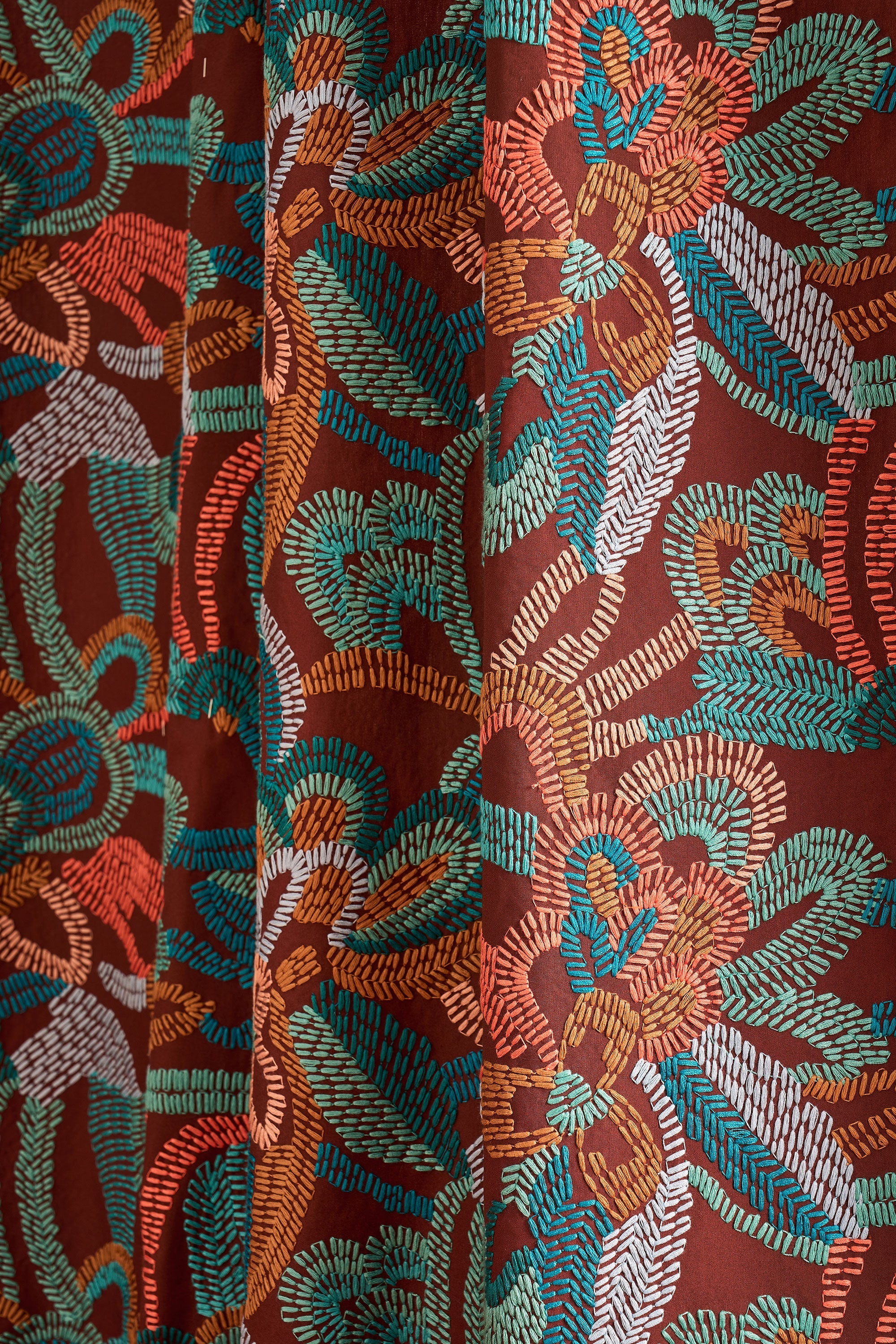 134782 Ania Burgandy/Spice/Turquoise Zamora Fabric by Harlequin