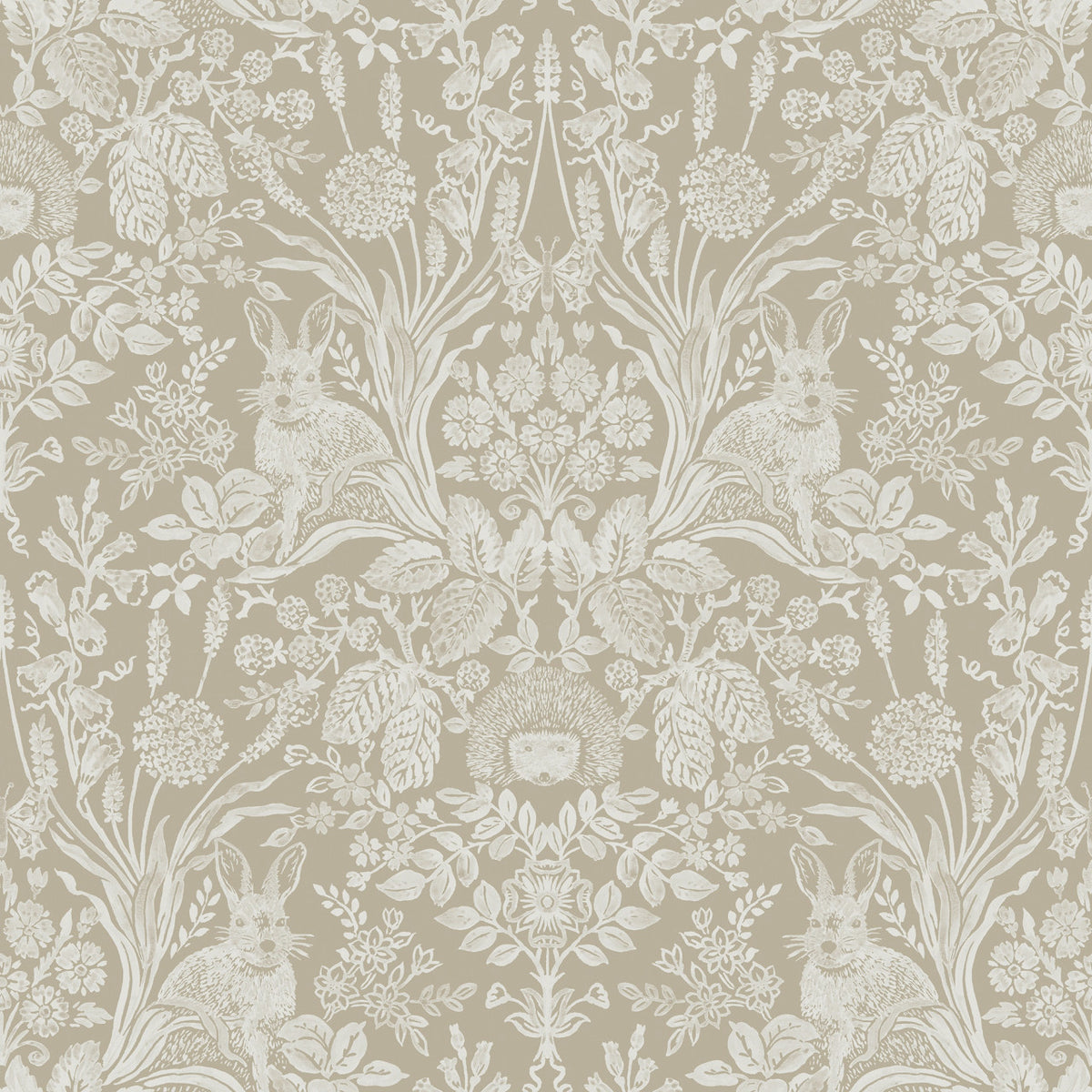 Harlen Woodland Damask Beige Wallpaper by Holden Decor