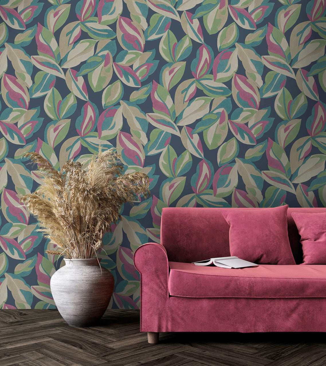 13570 Abstract Leaf Navy Wallpaper by Holden Decor