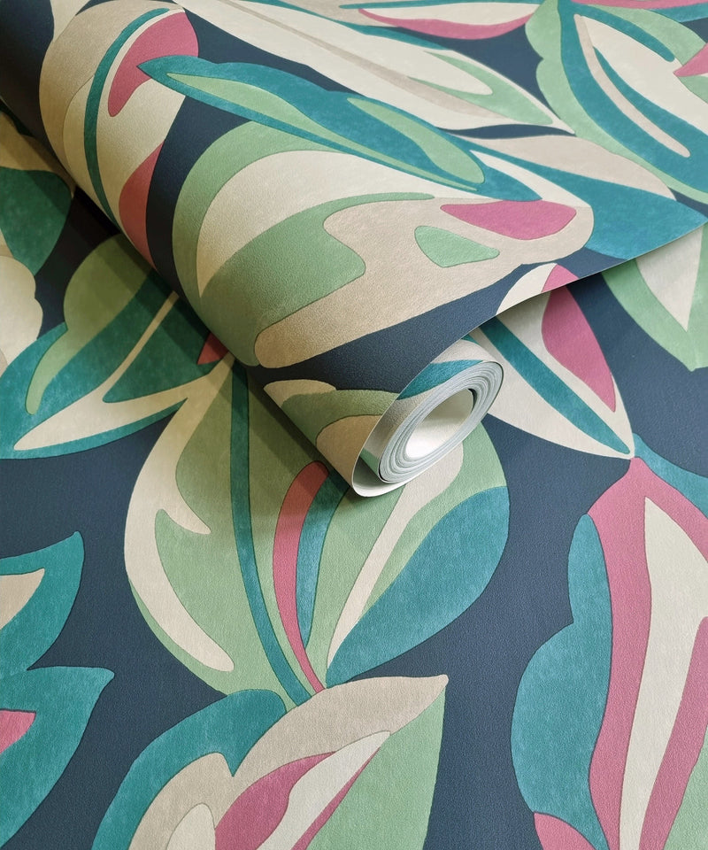 13570 Abstract Leaf Navy Wallpaper by Holden Decor