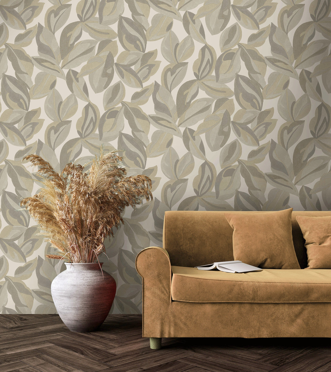 13572 Abstract Leaf Beige Wallpaper by Holden Decor