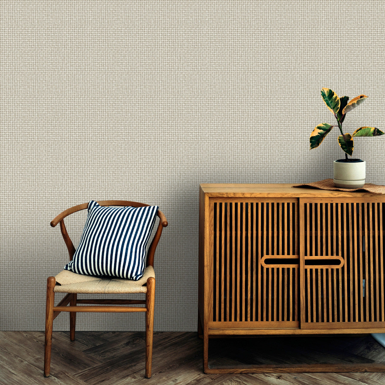 13580 Basket Weave Cream Wallpaper by Holden Decor