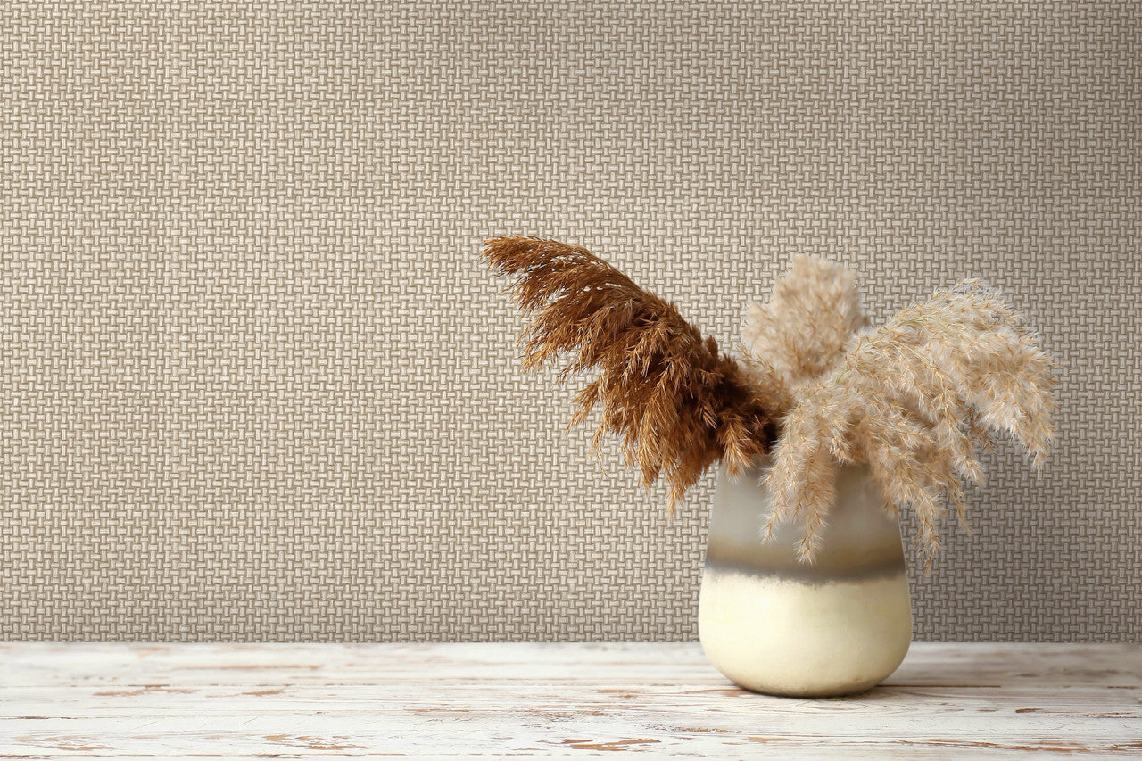 13582 Basket Weave Beige Wallpaper by Holden Decor
