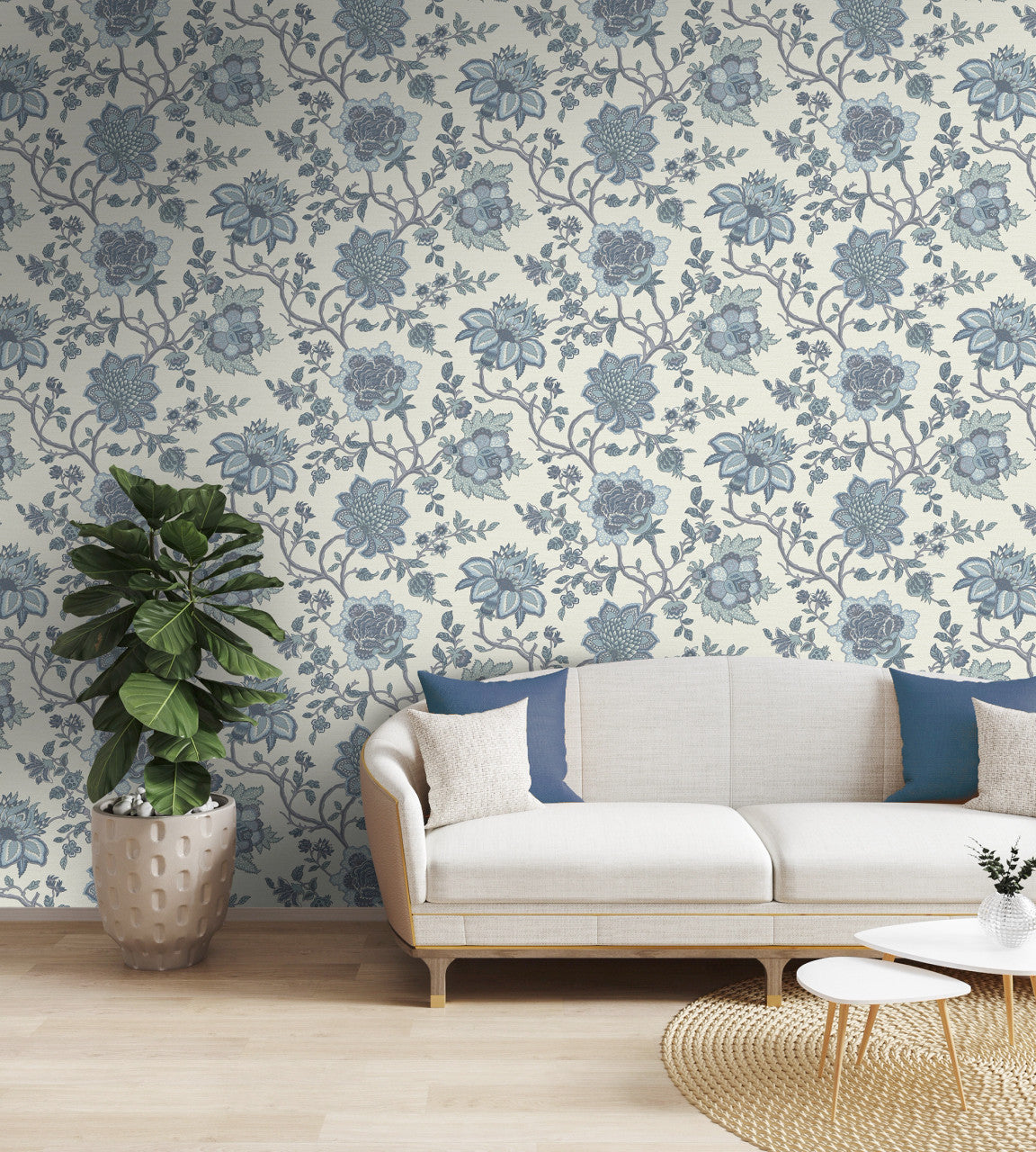 13590 Jacobean Trail Blue Wallpaper by Holden Decor