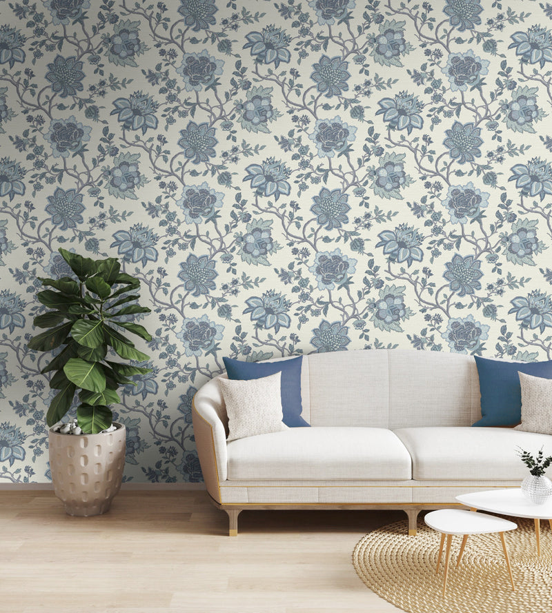 13590 Jacobean Trail Blue Wallpaper by Holden Decor