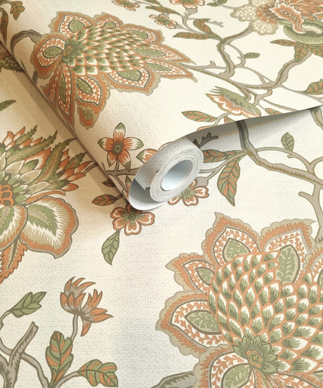 13591 Jacobean Trail Orange Sage Wallpaper by Holden Decor