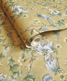 13601 Floral Bird Trail Ochre Wallpaper by Holden Decor