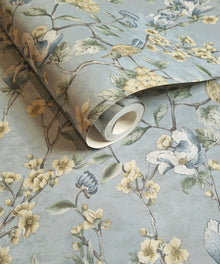 13602 Floral Bird Trail Blue Wallpaper by Holden Decor