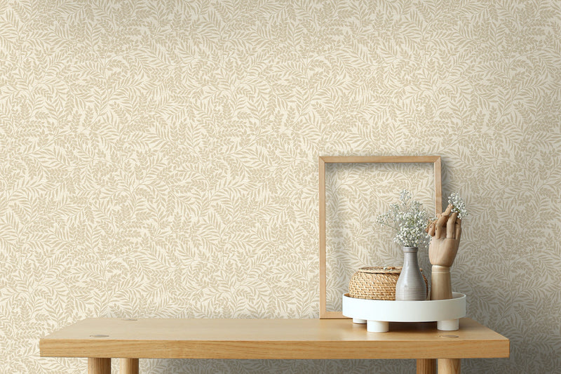 13630 Mini Leaf Beige Wallpaper by Holden Decor