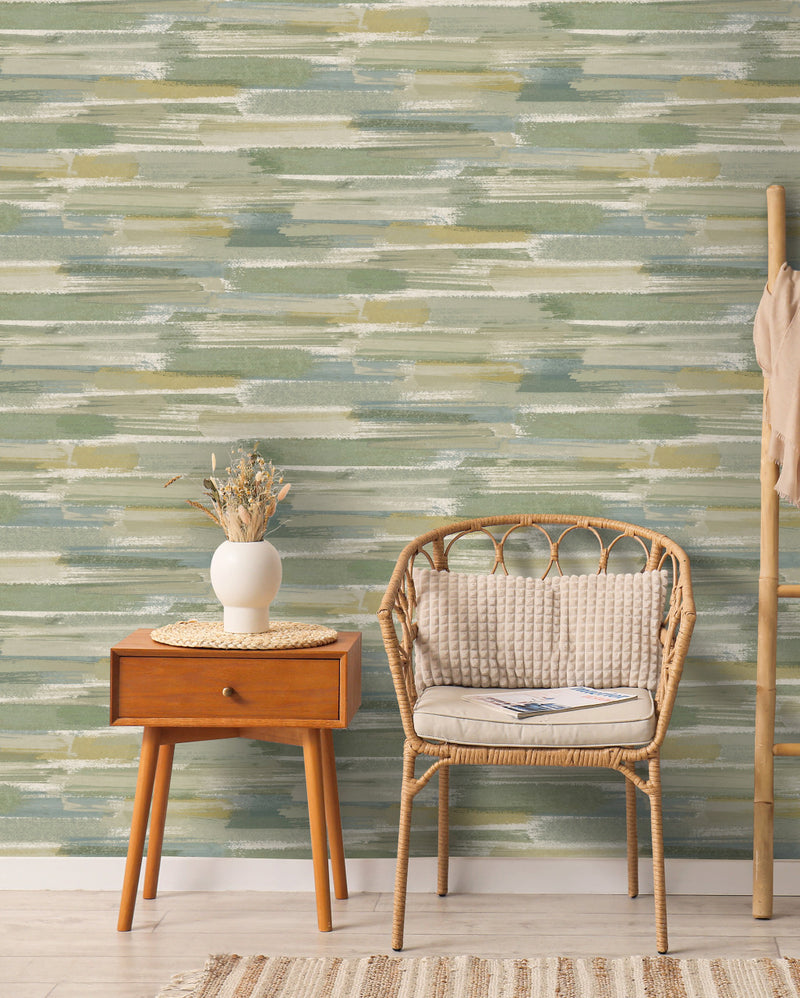 13641 Brush Strokes Green Yellow Wallpaper by Holden Decor