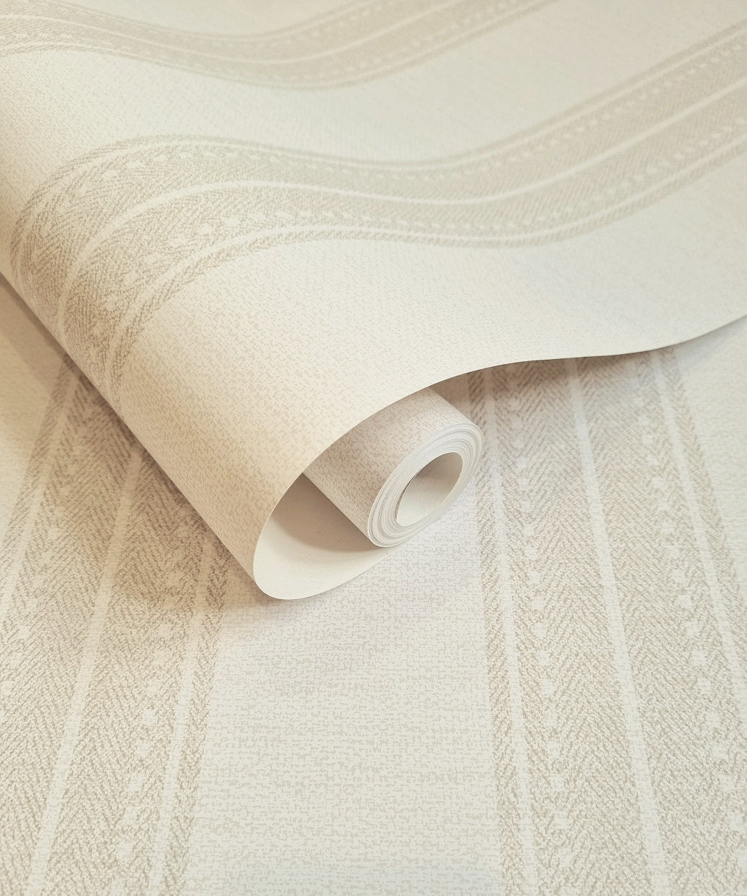 13650 Linen Stripe Cream Wallpaper by Holden Decor