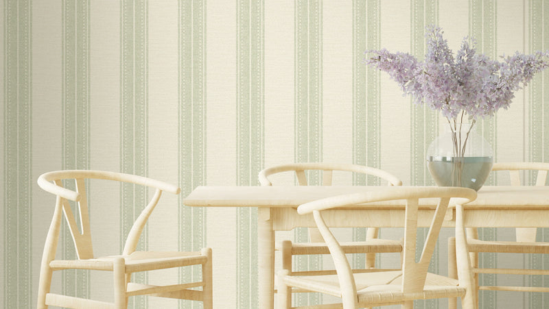 13651 Linen Stripe Sage Wallpaper by Holden Decor