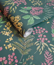 13660 Floral Sprig Teal Pink Wallpaper by Holden Decor