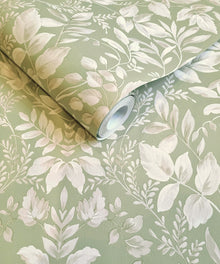 13671 Leaf Damask Sage Wallpaper by Holden Decor