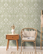 13671 Leaf Damask Sage Wallpaper by Holden Decor