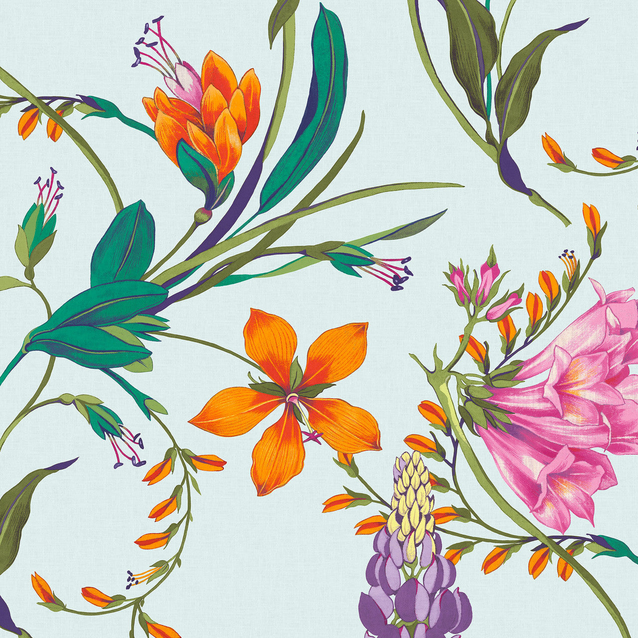 139856 Botanists Scroll Concerto Duck Egg Mural Wallpaper By Graham & Brown