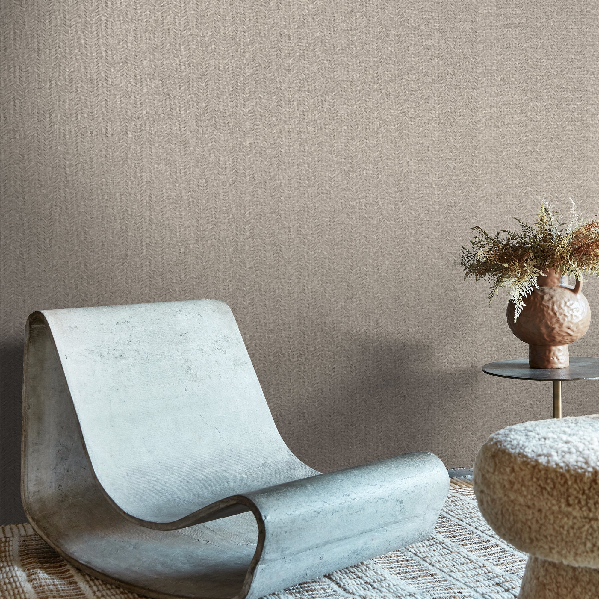 140088 Herringbone Weave Pebble Wallpaper by Abigail Ahern