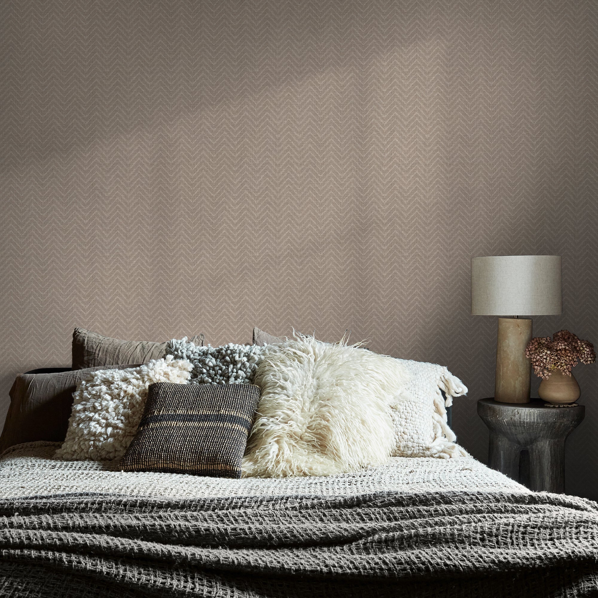 140089 Herringbone Weave Praline Wallpaper by Abigail Ahern
