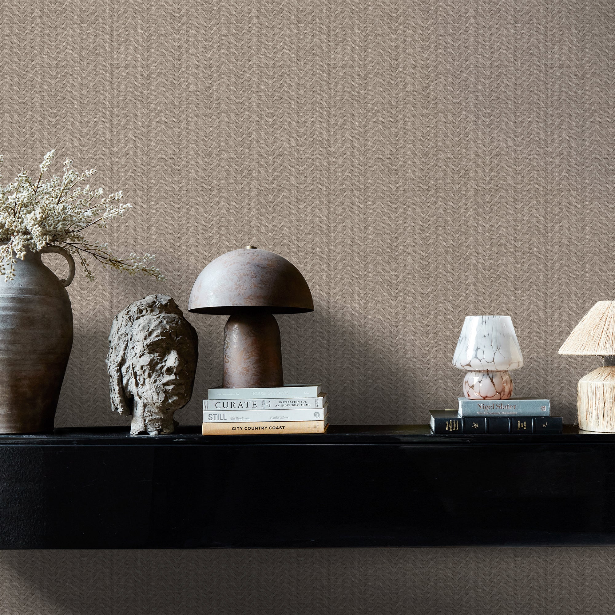 140089 Herringbone Weave Praline Wallpaper by Abigail Ahern