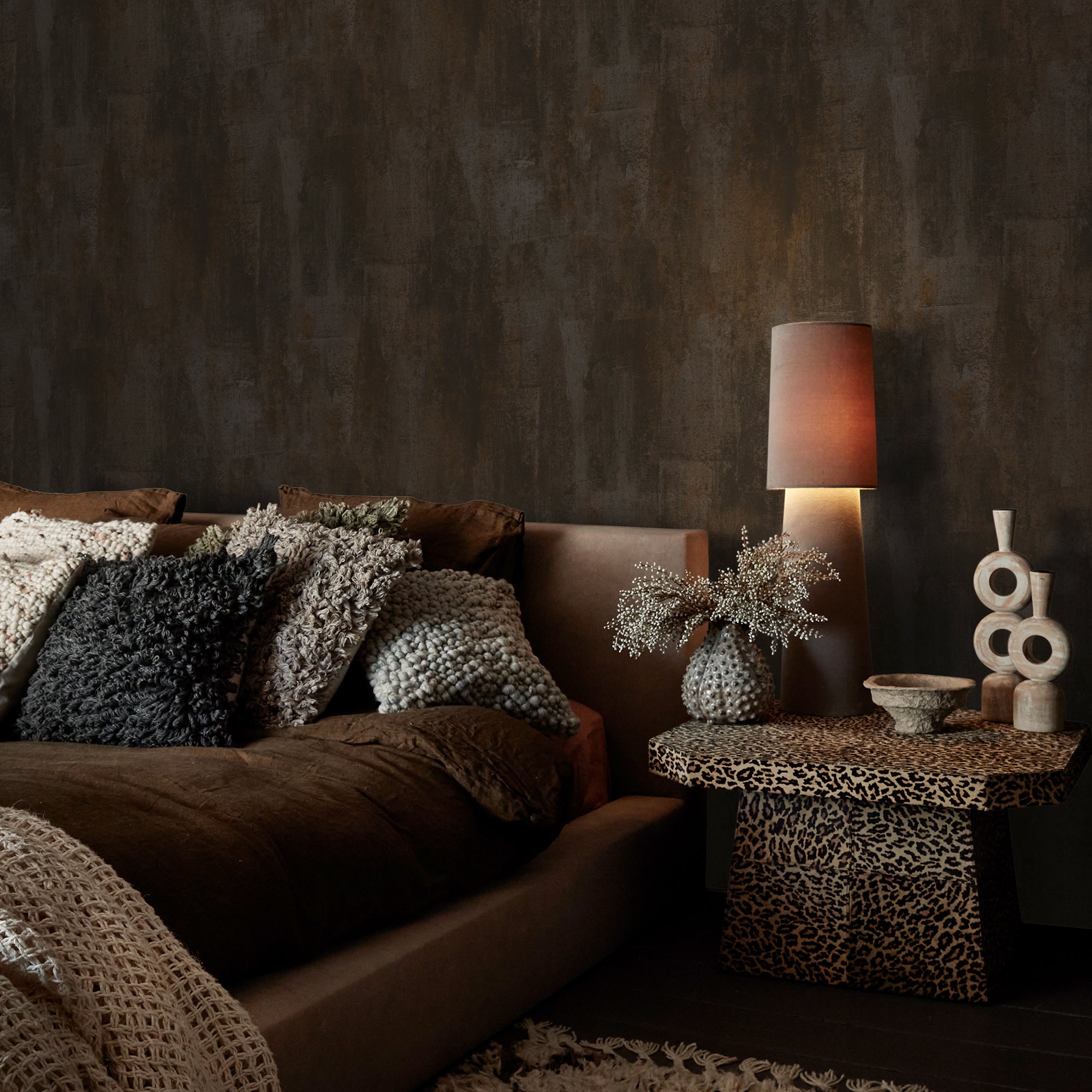 140094 Oxidized Opulence Charcoal Wallpaper by Abigail Ahern