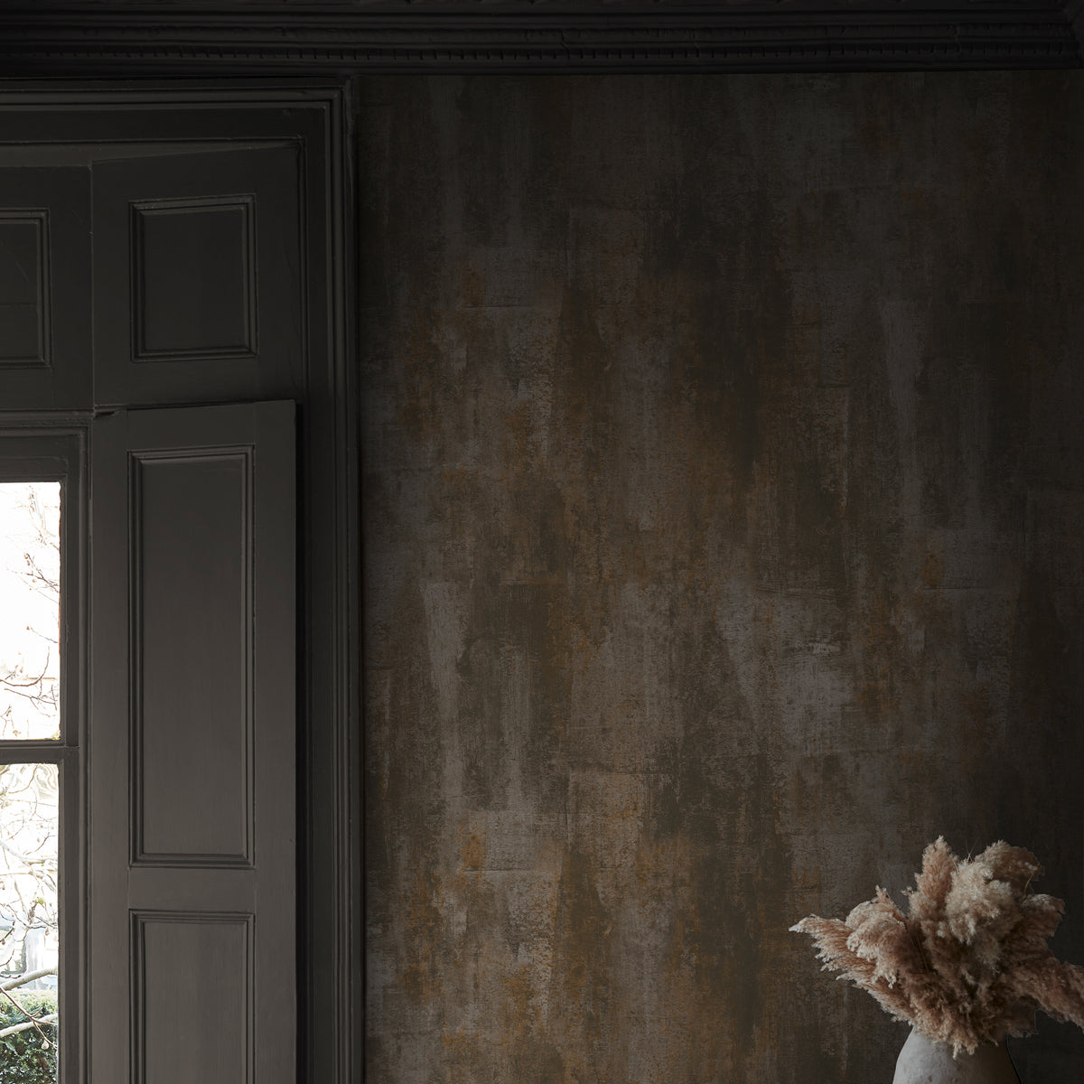 Oxidized Opulence Charcoal Wallpaper by Abigail Ahern
