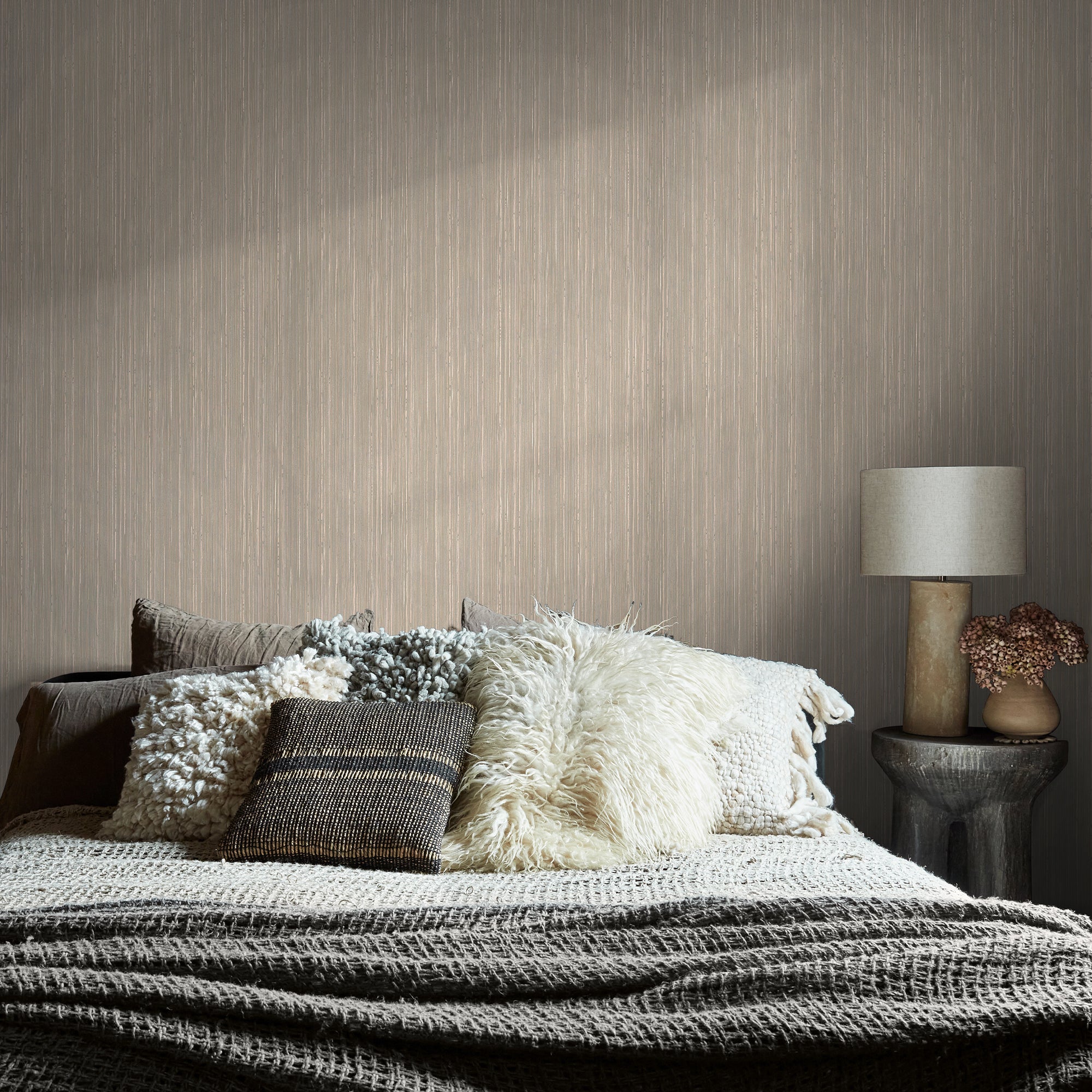 140098 Fibre Stripe Mist Wallpaper by Abigail Ahern