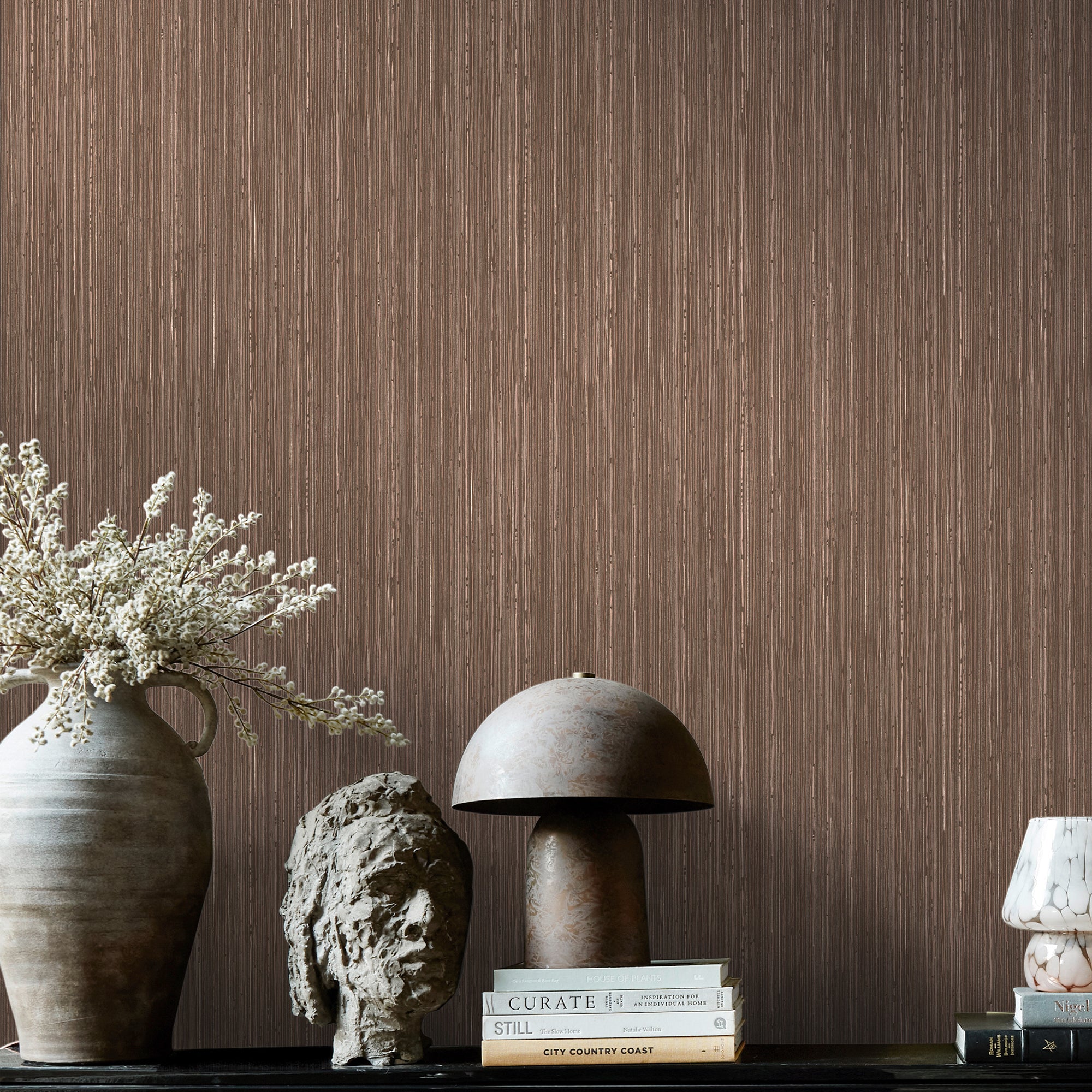 140099 Fibre Stripe Sable Wallpaper  by Abigail Ahern