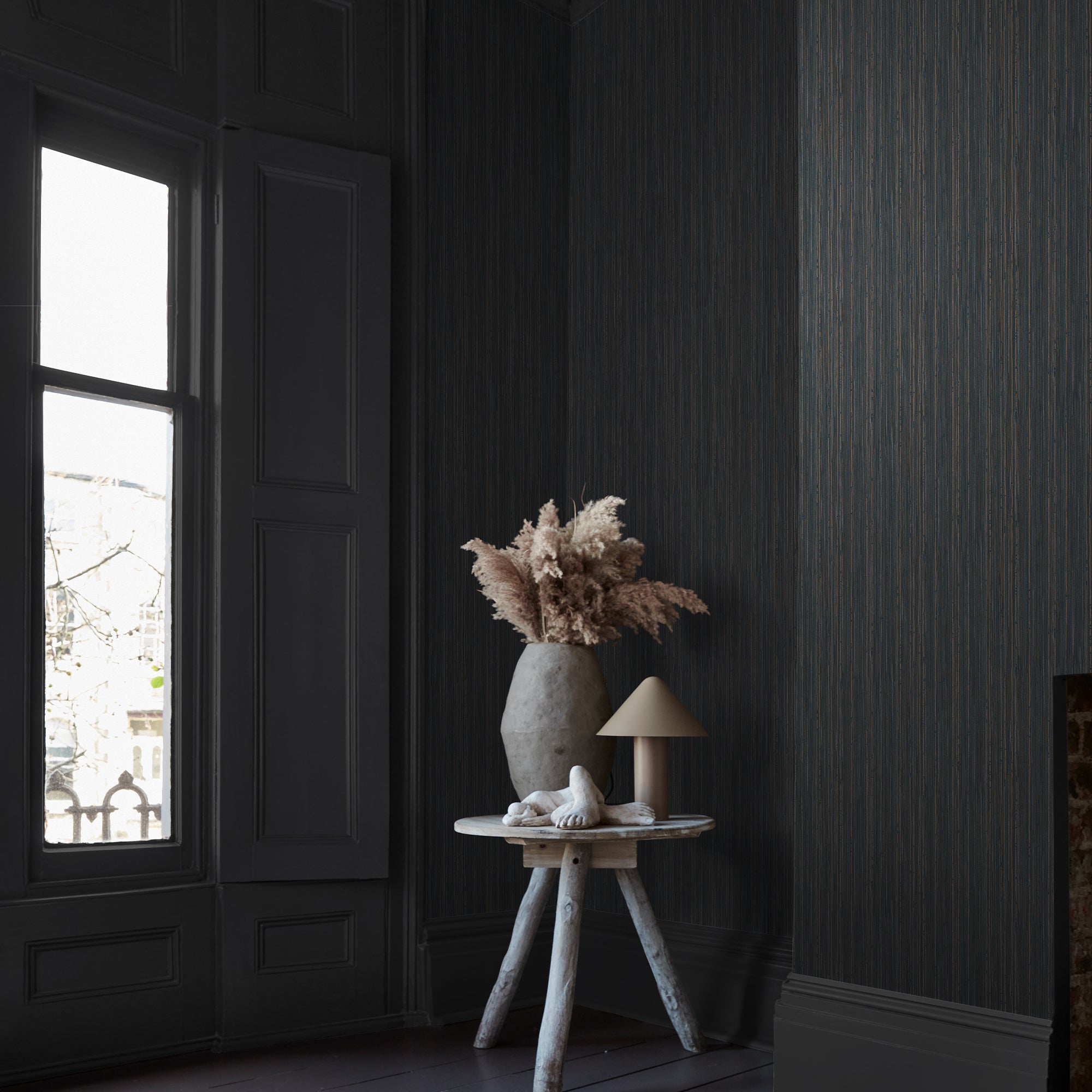 140102 Fibre Stripe Twilight Wallpaper by Abigail Ahern