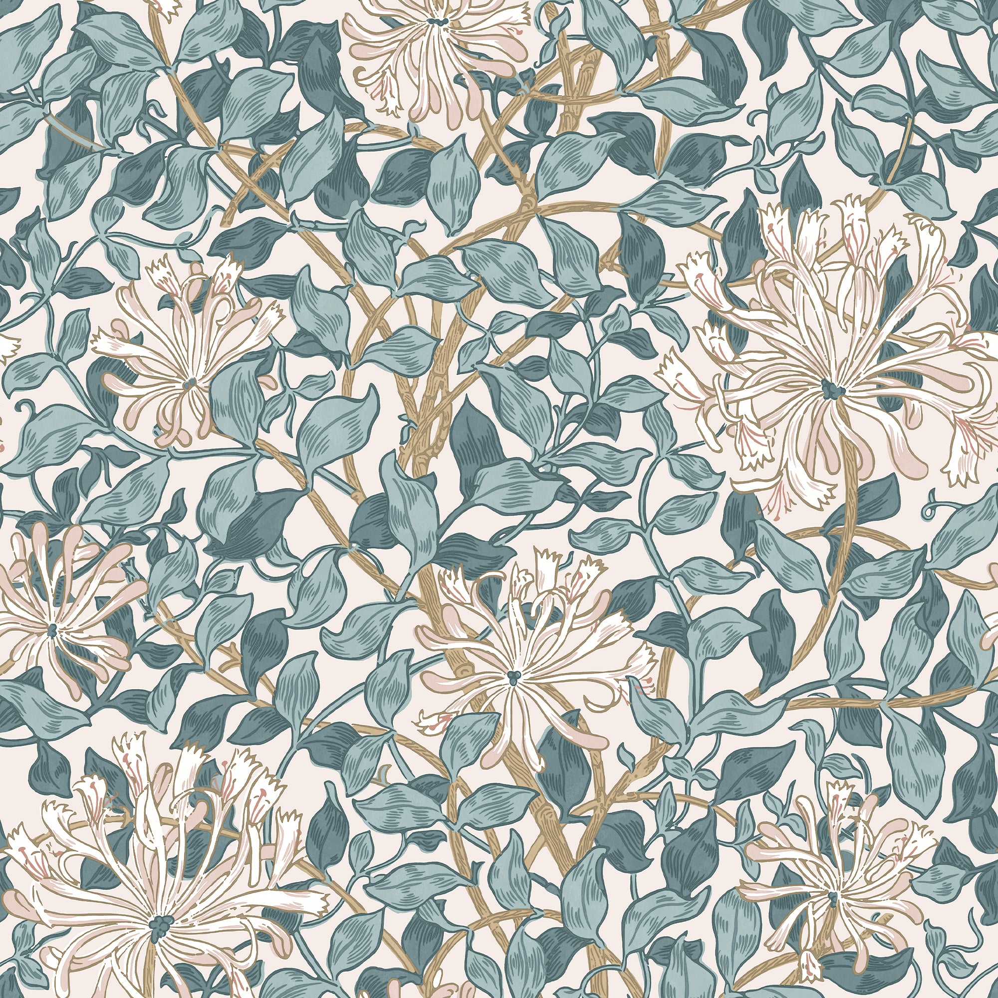 140483 Honeysuckle Dusk Blue William Morris at Home Wallpaper by Graham & Brown