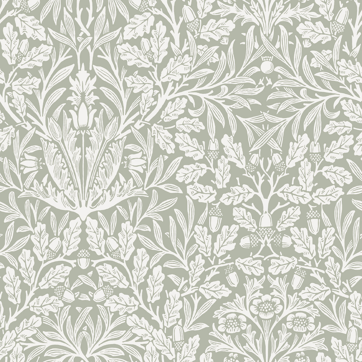 Acorn Sage Wallpaper by William Morris at Home