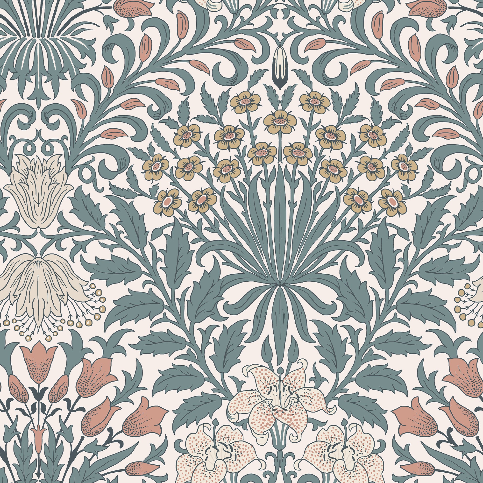 140493 Garden Dusty Blue William Morris at Home Wallpaper by Graham & Brown