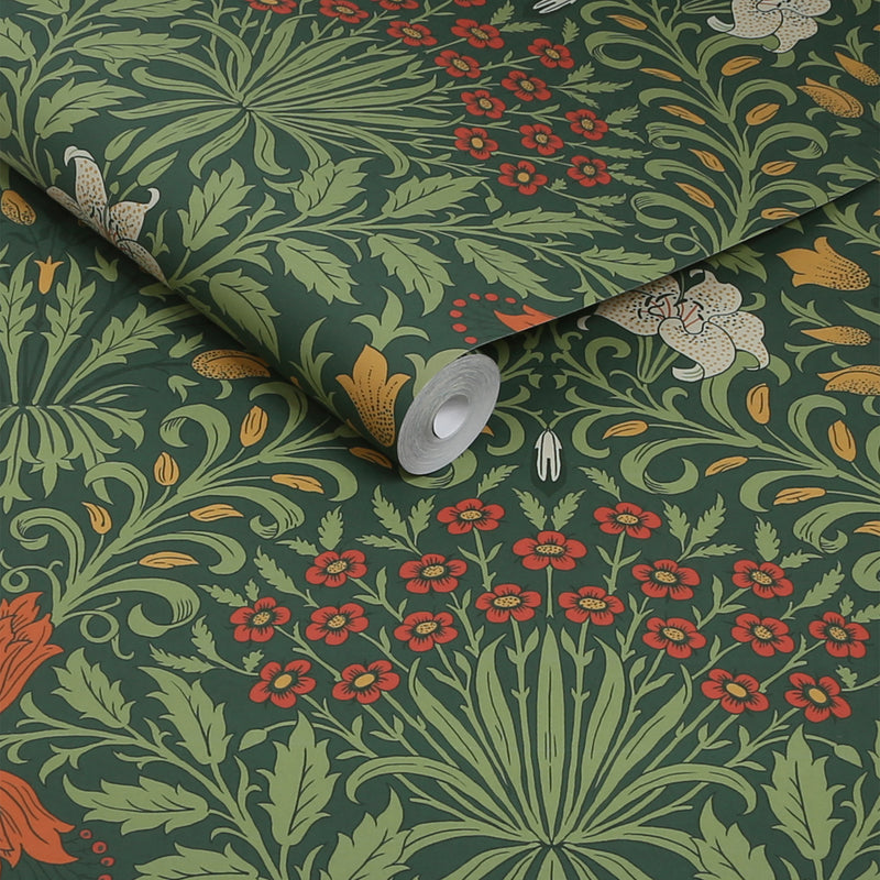 140495 Garden Moss Green William Morris at Home Wallpaper by Graham & Brown