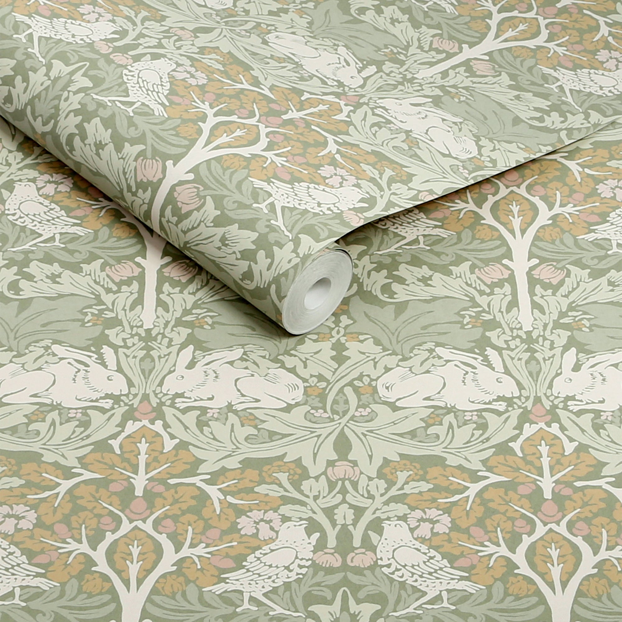 140500 Brother Rabbit Sage William Morris at Home Wallpaper by Graham & Brown
