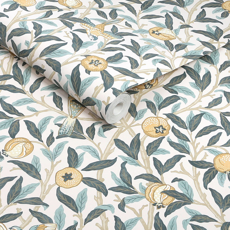 140501 Bird & Pomegranate Cloudy Blues William Morris at Home Wallpaper by Graham & Brown