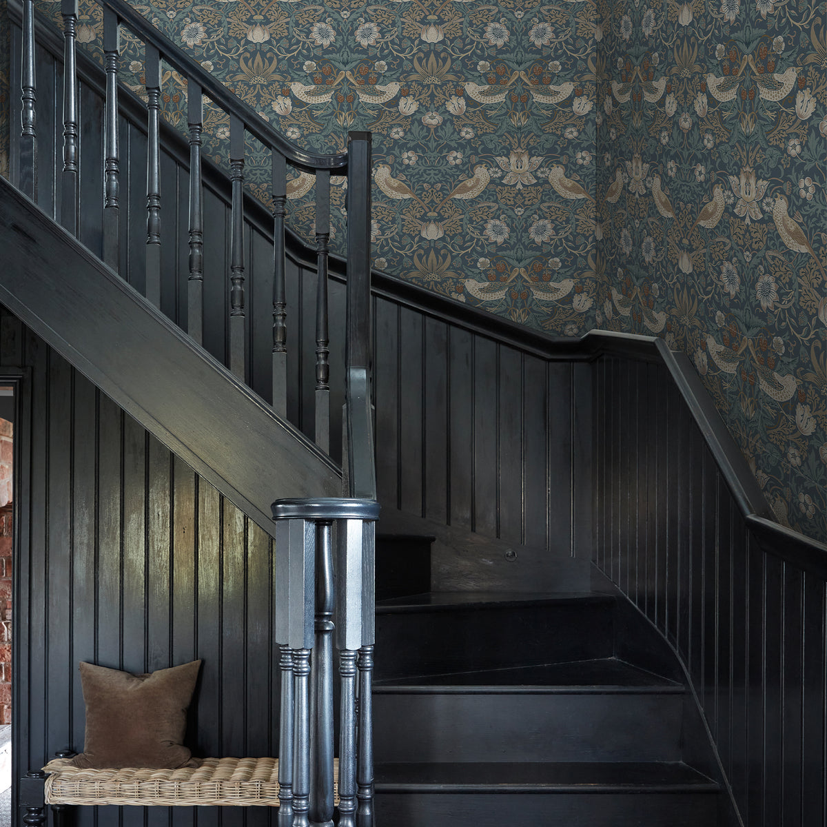 Strawberry Thief Washed Blue Wallpaper by William Morris at Home