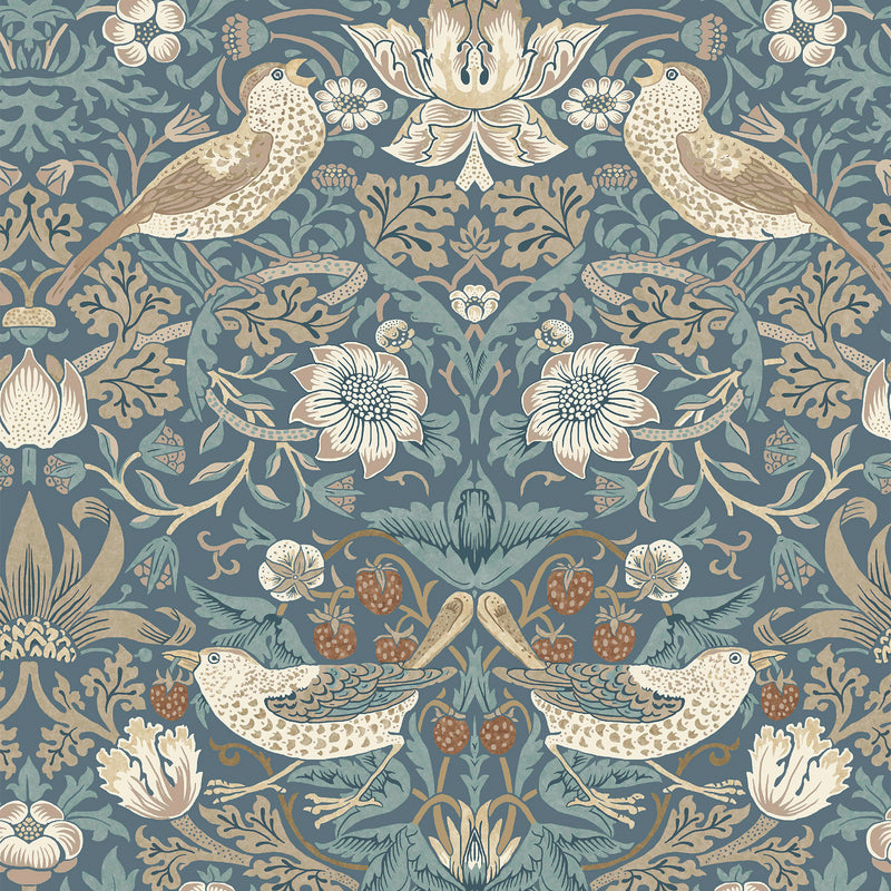 140503 Strawberry Thief Washed Blue William Morris at Home Wallpaper by Graham & Brown