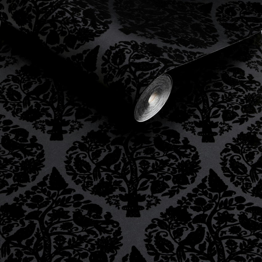 142017 Woodland Fable Noir Wallpaper by Graham & Brown
