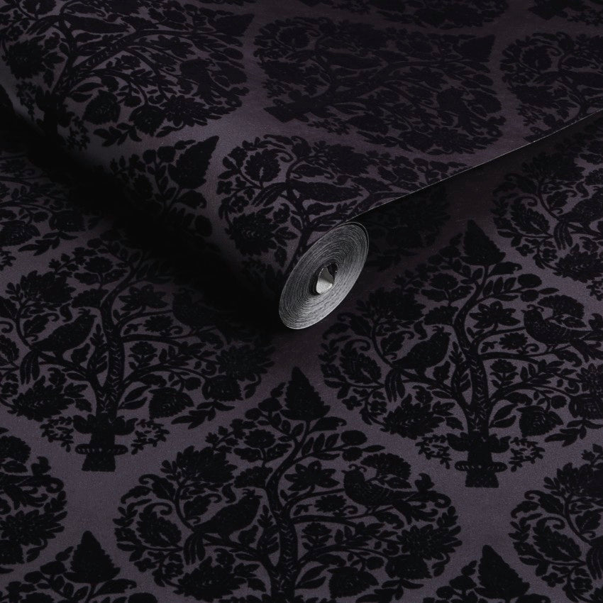 142018 Woodland Fable Plum Wallpaper by Graham & Brown