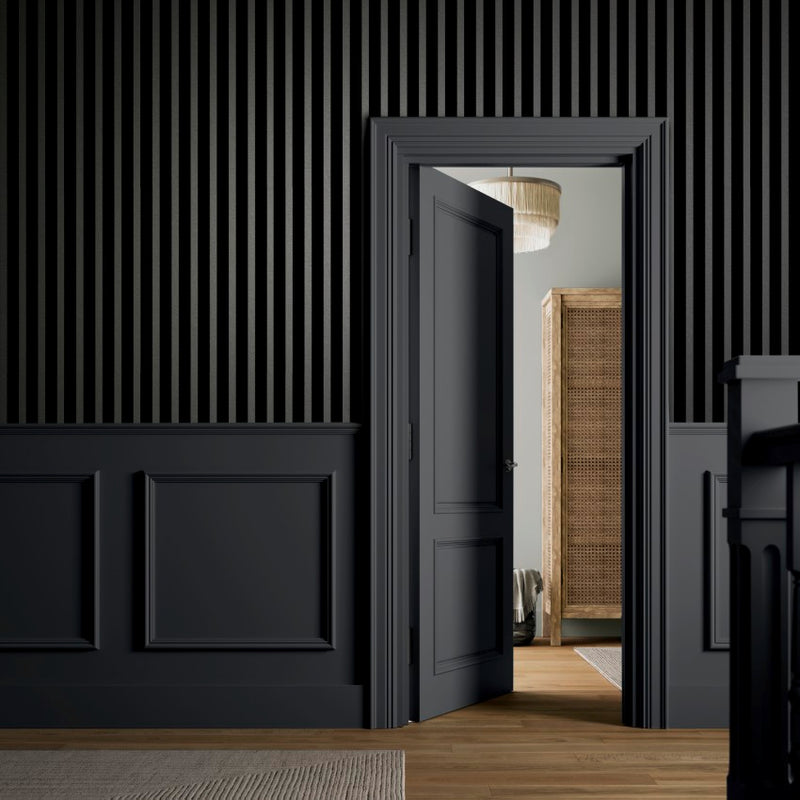 142021 Millicent Stripe Noir Wallpaper by Graham & Brown