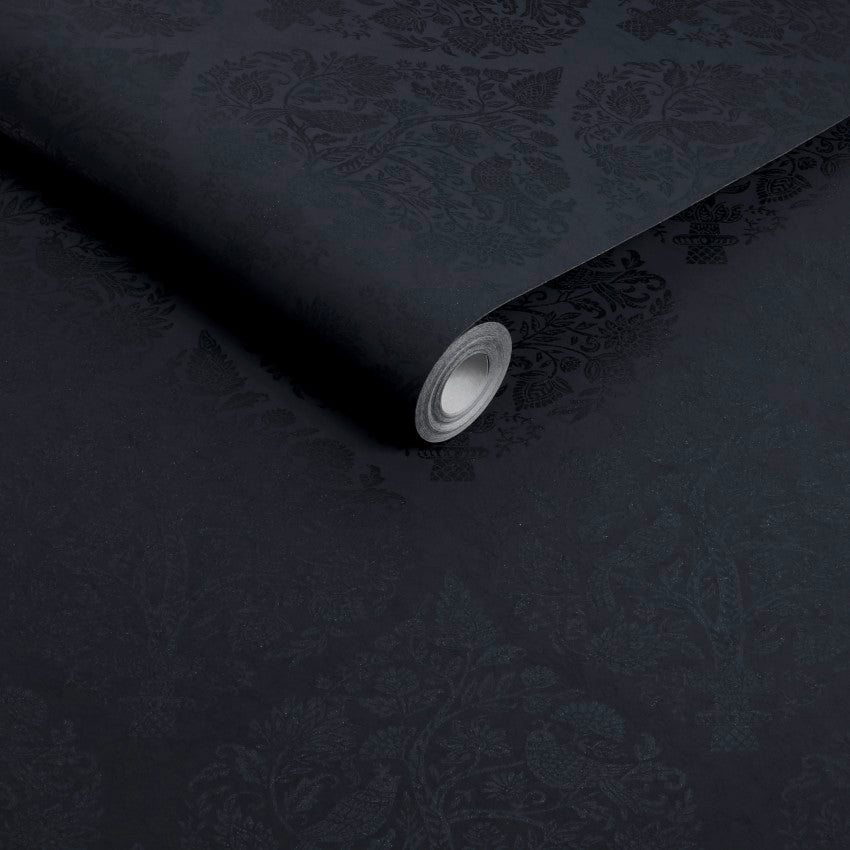 142059 Woodland Fable Navy Wallpaper by Graham & Brown