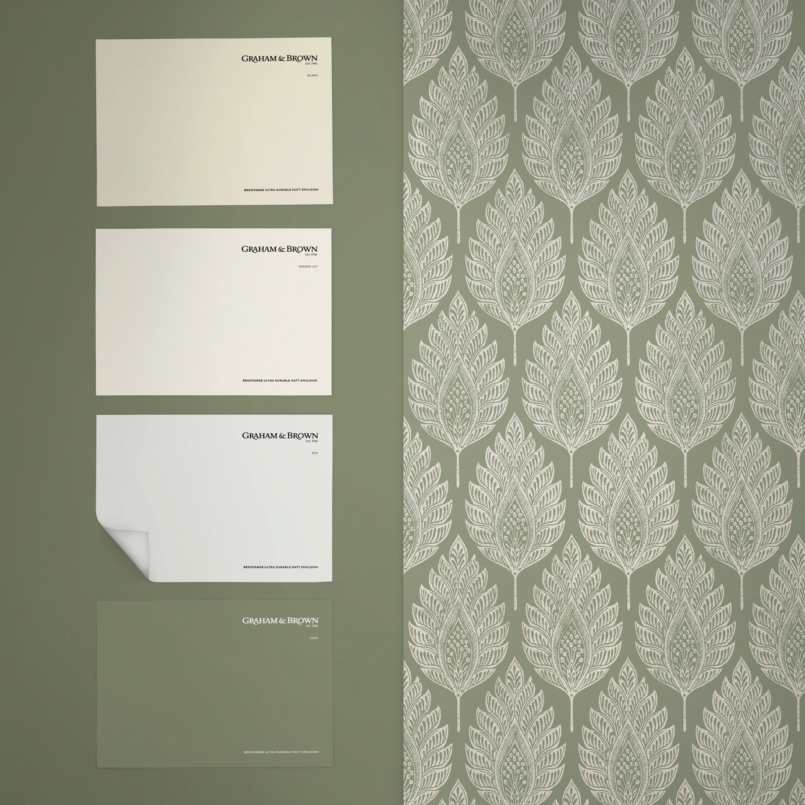 142308 Flame Leaf Sage Wallpaper by Graham & Brown