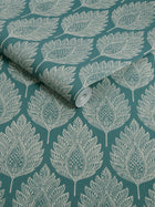 142309 Flame Leaf Teal Wallpaper by Graham & Brown